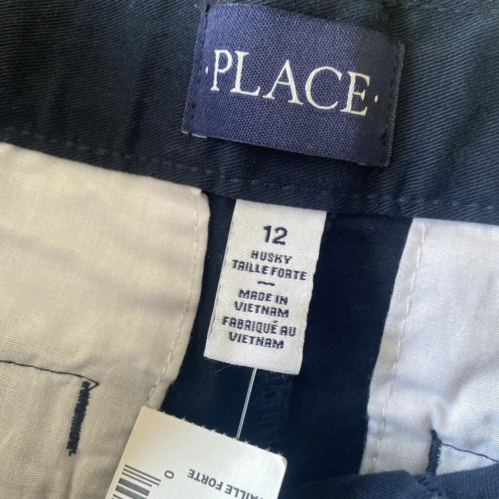 The Children's Place Chino Shorts Boys Size 12 Navy Husky School Uniform Cotton
